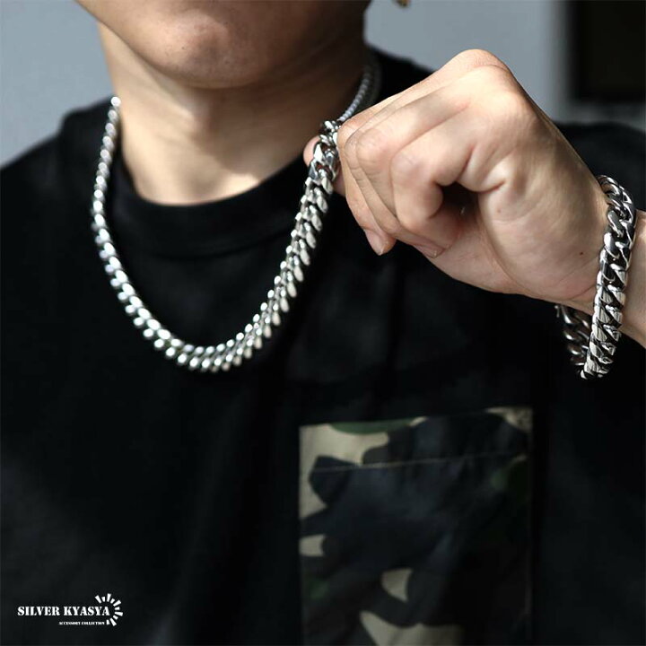 楽天市場】316L 幅10mm メンズネックレス シルバー 喜平チェーン B系  