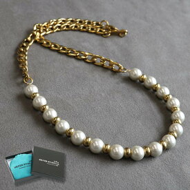 ネックレス メンズ silverkyasya(シルバーキャシャ)オリジナル 喜平 きへい IPメッキ パールネックレス ハンドメイド pearl necklace gold 金色 金属 ステンレス アレルギーフリー 父の日