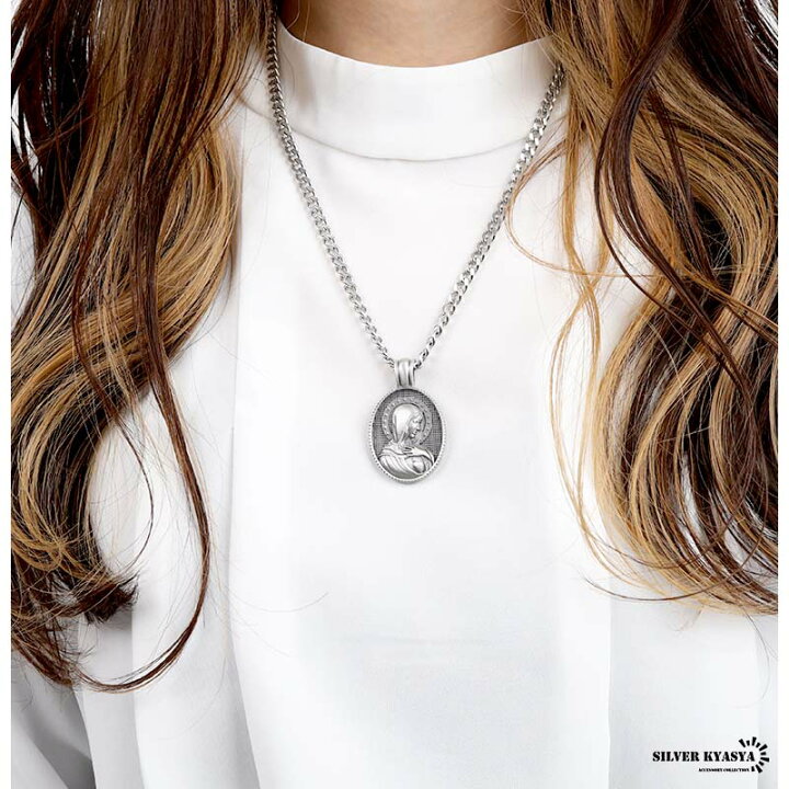 楽天市場】ゴシックトップネックレス マリア 聖母 メダイ キリスト  