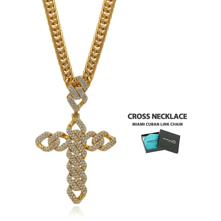 楽天市場】6面カット ダブル喜平ネックレス 18k gp クロス ネックレス 