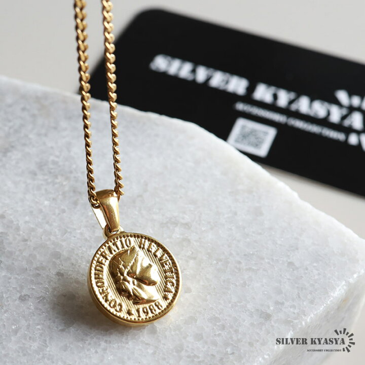 イタリア バイメタル コイン REPVBBLICA 女神 ネックレス 美品（楽天 