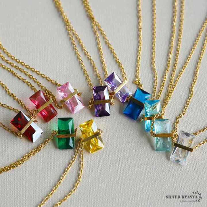 楽天市場】ステンレス 18KGP 誕生石ネックレス ジルコニアネックレス 