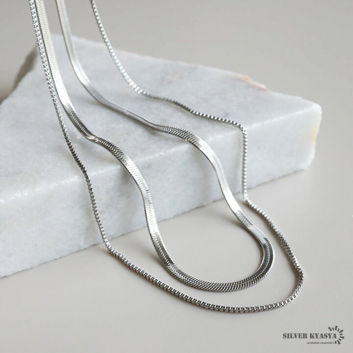 楽天市場】ステンレス 2連チェーンネックレス 重ね付けネックレス  