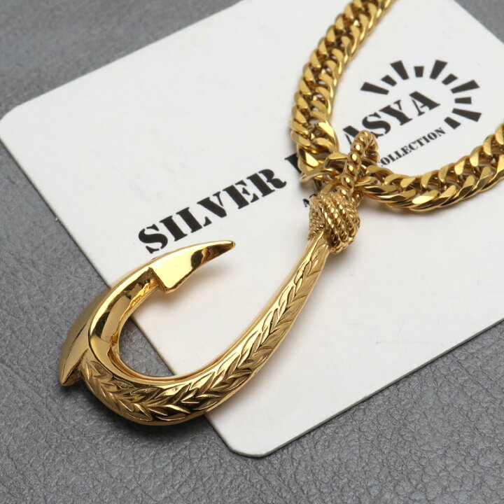 楽天市場】ステンレス フィッシュフックネックレス ゴールド 50cm 60cm