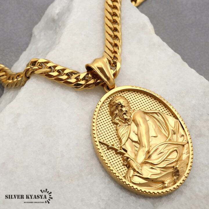 楽天市場】ステンレス HIPHOPネックレス ゴールド 6面カットダブル喜平 