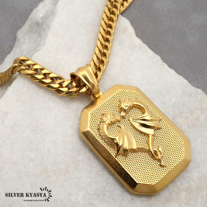 楽天市場】ステンレス HIPHOPネックレス ゴールド 6面カットダブル喜平 