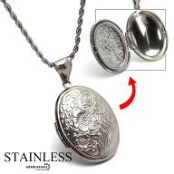 ＼スーパーSALE 10%OFF 2,750円→2,475円 ／ステンレス ロケットペンダント ネックレス 大きめ 写真入れ …