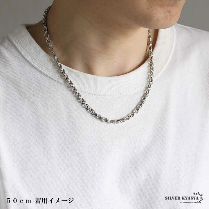 楽天市場】ペーパーチェーンネックレス 燻し仕上げ 重厚感あり 六字 