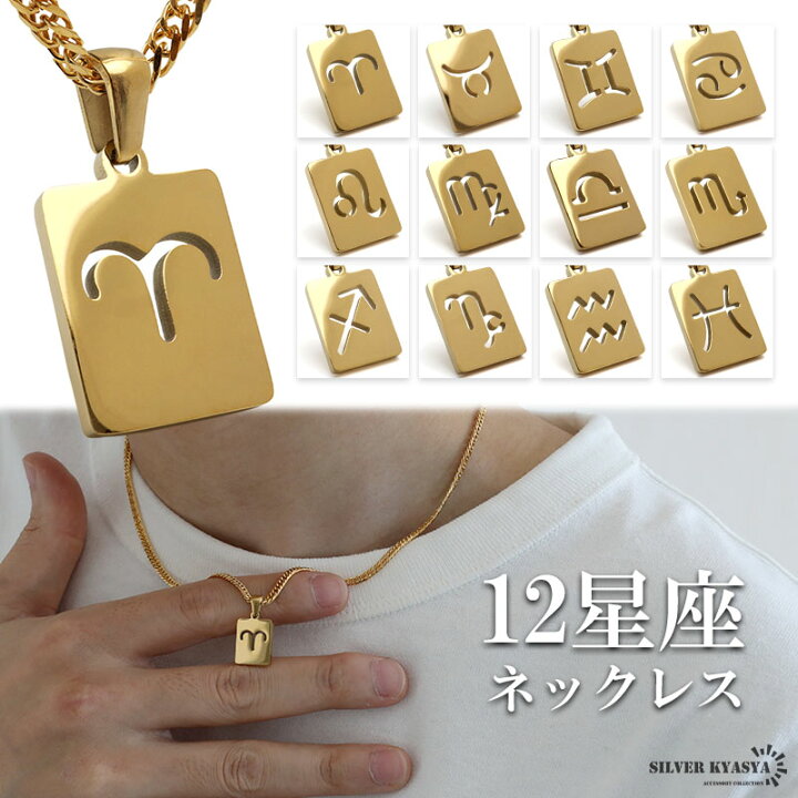 楽天市場】12星座ネックレス プレートネックレス ゴールド メンズ  