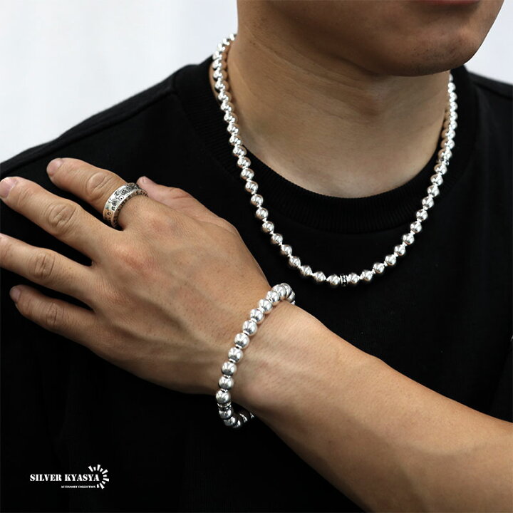 楽天市場】シルバー925 ボールチェーンブレスレット 太め 太幅 8mm 