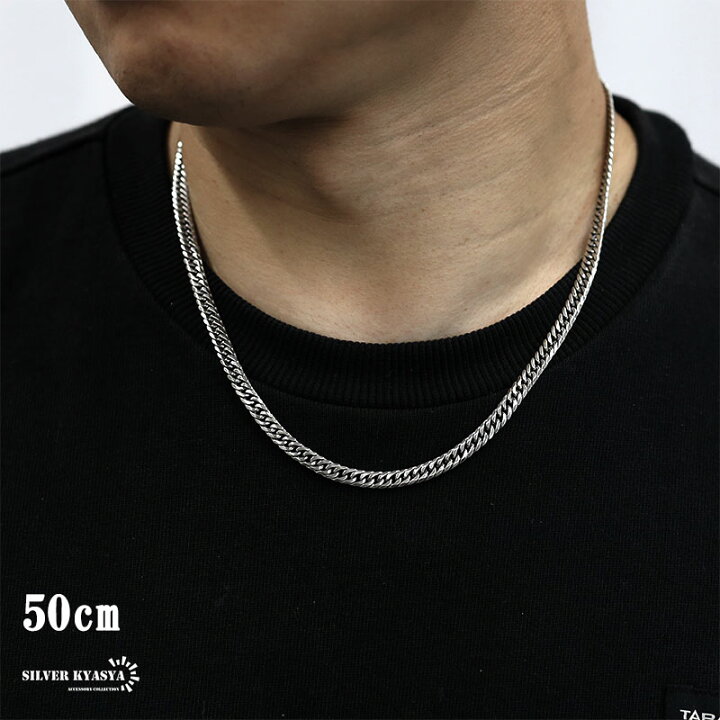 イタリア製 シルバー925 喜平ネックレス[金銀2カラー 18Kメッキ 6面 