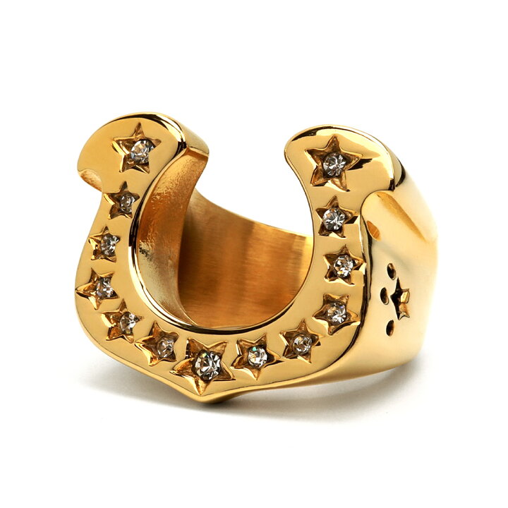 楽天市場】ステンレス ホースシューリング 馬蹄リング 18KGP ゴールド  