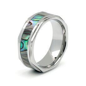 タングステン シェル デザイン 幅8mm メタリック シルバー エッジカットリング 貝 金属アレルギー対応 ごつめ 専用BOX付属