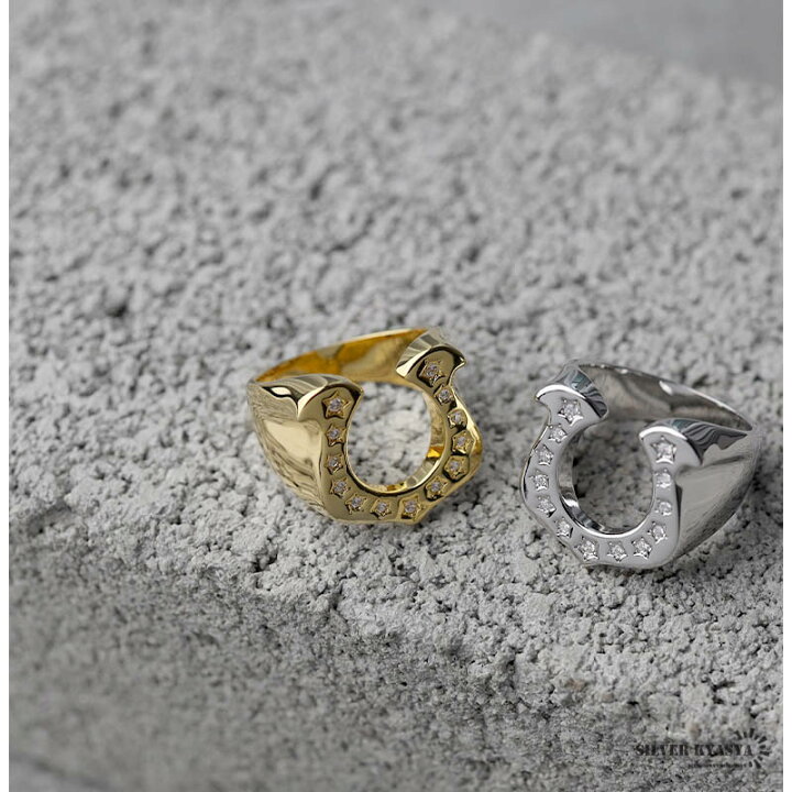 楽天市場】ホースシューリング 馬蹄リング 18KGP ゴールド シルバー CZ  