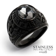 ＼MAX25%OFFクーポン登場中！／ステンレス素材 カレッジリング ブラック 大粒ジルコニア スモーク リング…