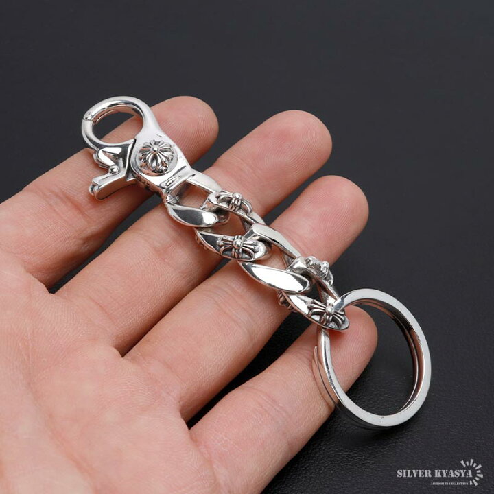 匿名配送/シルバー925/クロス/喜平チェーン/キーリング/キーホルダー 