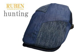 RUBEN デニム サイドベルトハンチング ネイビー メンズ 鳥打 帽子 フリーサイズ 紫外線対策