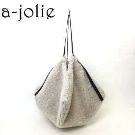 a-jolie パール付きエコファー 四角トートバッグ