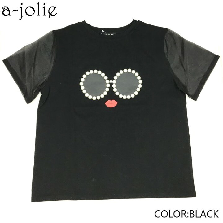 楽天市場】a-jolie(アジョリー) パールサングラスちゃん 袖シースルーT  