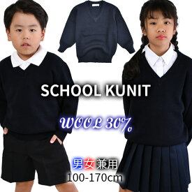 【送料無料】スクールセーター wool30% ニット セーター 制服 洗える 学生服 男女兼用 ウール混 無地 紺 男の子 女の子 男児 女児 キッズ ジュニア ネイビー 子供服 Vネック 100cm 110cm 120cm 130cm 140cm 150cm 160cm 170cm 男子 女子 小学生 高学年 中学生 高校生 通学
