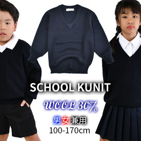 【送料無料】スクールセーター wool30％ ニット セーター 制服 洗える 学生服 男女兼用 ウール混 無地 紺 男の子 女の子 男児 女児 キッズ ジュニア ネイビー 子供服 Vネック 100cm 110cm 120cm 130cm 140cm 150cm 160cm 170cm 男子 女子 小学生 高学年 中学生 高校生 通学