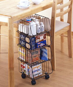 キッチン スタッキングバスケット 4段日本製 ストッカー 小物整理キャスター付き