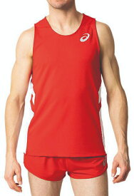 asics アシックス RUNNING SHIRT CLASSIC RED S 2091A124 600 | スポーツ スポーツウェア 陸上競技 ランニングシャツ ノースリーブ タンクトップ トップス メンズ M’S スポーツ用品 ワンポイント ロゴ 素材