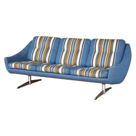 SPICE スパイス blue striped airport leg sofa STG-SOF-1536 | インテリア ソファ 北欧 ヴィンテージ 家具 アンティーク 北欧家具 丸い フォルム ストライプ柄 ソファ かっこいい