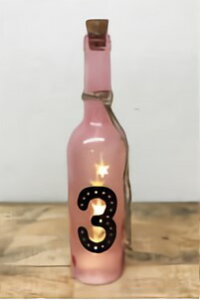 TRI GLASS LIGHT NUMBER BOTTLE PINK 3 SLW100 | ���C�g �O���X���C�g �s���N 3 �i���o�[�{�g�� ���� �C���e���A���C�g �Ɩ� ���g�� LED���C�g ���` �X�^�[ ���� �d�� �K���X�r �{�g�� ���C�g �f�B�X�v���C 
