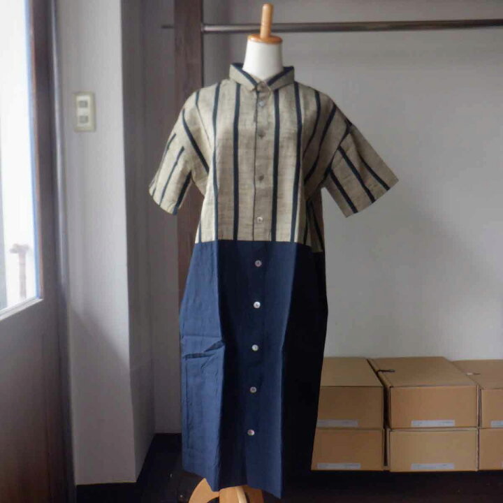 楽天市場】【再入荷】YAMMA ヤンマ産業 会津木綿 ツートンワンピース  