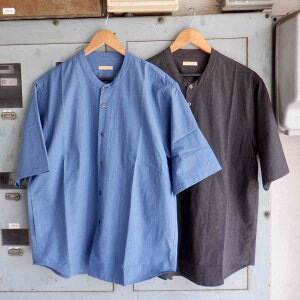 �y�G�V�J���v���C�X�z�艿15,180�~ LA MOND. �������h BAND COLLAR SHIRT JACKET HALF SLEEVE �o���h�J���[�V�����u���[�V���c�W���P�b�g�n�[�t�X���[�u 5 colors LM-S-087