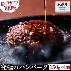 究極のハンバーグ 150g×4個 専用ソース付 ハンバーグ 石原牛 A5 黒毛和牛 100% 国産 和牛 国産牛 簡単調理 ギフト 贈り物 プレゼント 母の日 父の日 敬老の日 誕生日 牛肉 高級 お弁当 おかず 惣菜 お取り寄せ グルメ 鹿児島県 阿久根 手作り はんばーぐ