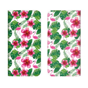 Xperia 10 II ケース 手帳型 SO-41A SOV43 スマホケース エクスペリア10 ii カバー エクスペリア Xperia10 マーク2 docomo au Y!mobile ハワイアン柄 フラミンゴ 動物 アロハ ハイビスカス スライド式 カメラ穴