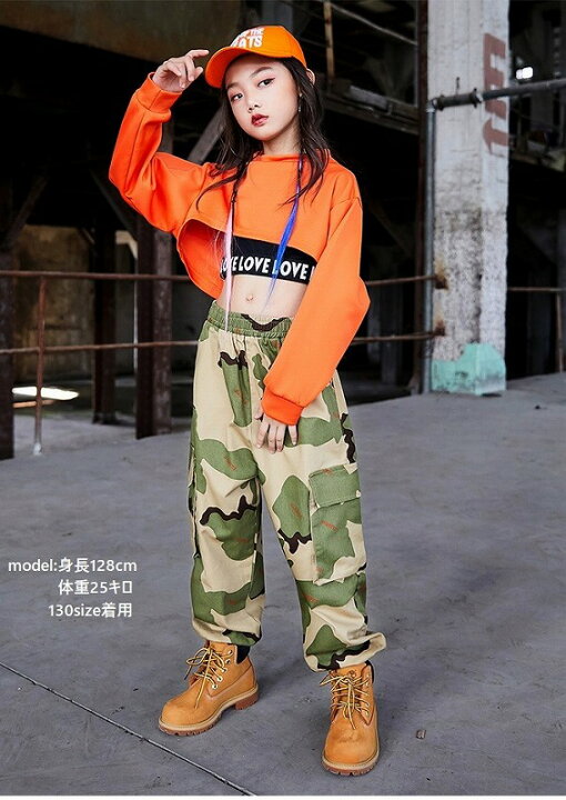 楽天市場 トップス へそ出し服 キッズ ダンス衣装 ガールズ ヒップホップ ファッション キッズダンス衣装 オレンジ 白 黒 韓国 K Pop Sims Mart