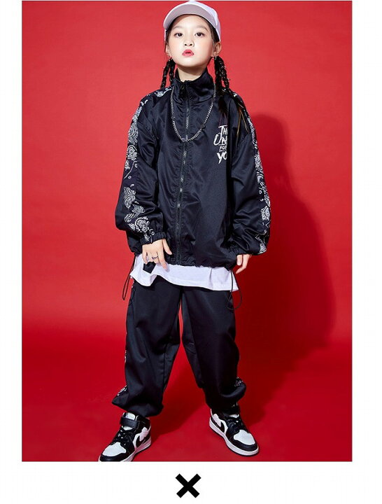 楽天市場 ウィンドブレーカー キッズ ダンス衣装 上下 ジャージ ヒップホップ ファッション 派手 男の子 ガールズ ジャケット パンツ 韓国 K Pop 白 黒 ペイズリー Sims Mart