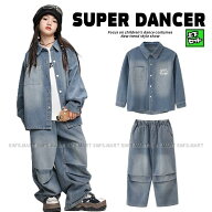 キッズダンス衣装 セットアップ ヒップホップ ダンスファッション ダンス衣装 男の子 ガールズ デニムシ…