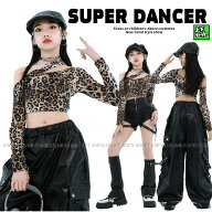 ダンス衣装 ガールズ ヒップホップ 衣装 K-POP 韓国 ジャズ セットアップ キッズダンス衣装 ヒョウ柄 へ…