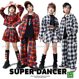 チェック柄 K-POP ダンス衣装 韓国 キッズダンス衣装 ガールズ 男の子 セットアップ 子供ダンス服 ダンスウェア ダンス衣装 キッズ シャツ スカート パンツ 赤 白黒