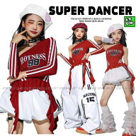 ガールズ ヒップホップ 衣装 赤 白 K-POP 韓国 チアダンス 子供ダンス服 ダンスウェア 子供ダンス服 へそ…