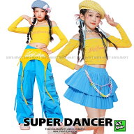 ダンス衣装 キッズ セットアップ チアダンス ガールズ ヒップホップ 衣装 オフショルトップス フリルスカ…