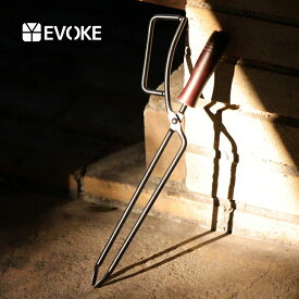 送料無料EVOKE 火ばさみ キャンプ 火バサミ コンパクト 薪バサミ 薪ばさみ ファイヤープレーストング 焚き火トング 焚火トング おしゃれ キャンプ用品