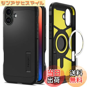 �y���������zSpigen iPhone 16 Plus �P�[�X MagSafe�Ή� �ϏՌ� �}�b�g 2�d�\�� �ČRMIL�K�i �^�t�E�A�[�}�[�iAI�j�E�}�O�t�B�b�g ACS08085 (�u���b�N)