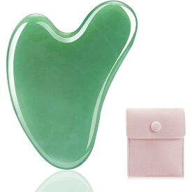 【送料無料】美顔カッサプレート 天然石gua sha かっさフェイスマッサージャー カッサ美容 リフトアップ 刮板 色：グリーン