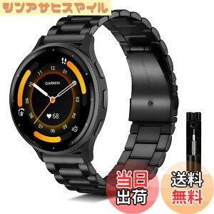 �y���������z[KeeFos] 22mm �o���h Garmin Venu 4 45mm/Venu 3 45mm/2/Forerunner 570 47mm/265/255/Vivoactive 4/Active�Ή� �����x���g���� �X�e�����X �����ȒP �����������t�� �����o���h �F�F�u���b�N�A�T�C�Y�F22
