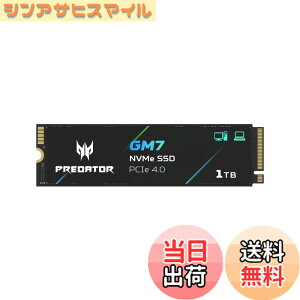 �y���������zAcer Predator M.2 SSD GM7 NVMe2.0 2280 PCIe Gen4x4 ������(�ő�ǂݎ��F7400MB/s�A�ő发�����݁F6500MB/s) ����SSD ���ϋv 3D NAND TLC PS5/PS5 Pro����m�F�ς� ���[�J�[5�N �T�C�Y�F1TB
