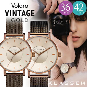 �y�����΂̓�����N�[�|���z�y���K�̔��X 2�N�ۏ؁z klasse14 �N���X�t�H�[�e�B�[�� �r���v �N���X14 ���f�B�[�X �����Y volare Vintage Gold Mesh ���B���e�[�W �S�[���h 36mm 42mm VO18VG002W VO18VG002M ���b