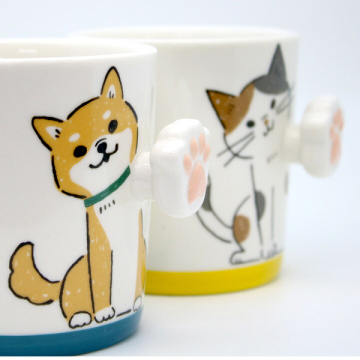 楽天市場 パンチマグ 2個セット ネコ シバ マグカップ 猫 犬 陶製 可愛い 立体 インテリア ペア 大きい コップ プレゼント ギフト スマイルライフギフト シンシア
