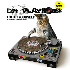 【今週末限定クーポン】猫 爪とぎ ダンボール 爪研ぎ かわいい キャットプレイハウス ターンテーブル DJ SUCK UK CAT PLAY HOUSE ペットグッズ ペット用品 つめみがき つめとぎ ダンボール ネコ ねこ インテリア おしゃれ ギフト プレゼント