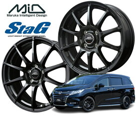16インチ 5H114.3 6.5J+48 5穴 ホイール 4本 ストロングガンメタ MID WHEELS StaG