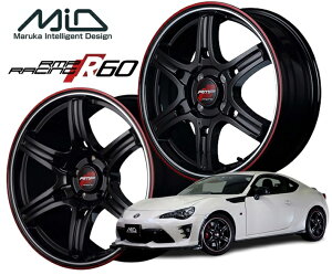 MID RACING R60 �z�C�[�� 16�C���` 4H100 6J+43 4�{ �N���X�^���u���b�N �f���A���|���b�V�� ���b�h���N���A �}���J
